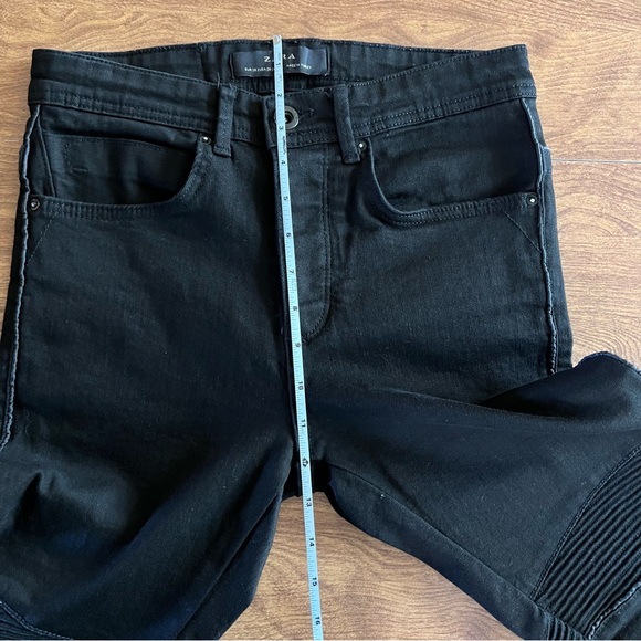 Zara Black Extra Slim Button fly stretch Denim Jeans Mens size 30 - Picture 7 of 12